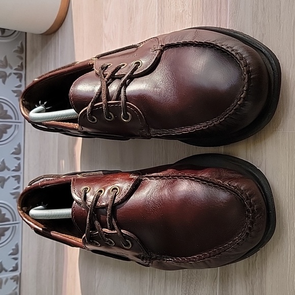 Hitchcock by Sebago 3 Eye Leather Moccasins/Oxford Boat Shoe Brown Sz 10 5E WIDE - Picture 7 of 13